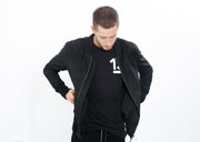 Bomber en cuir cassé en noir