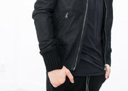 Bomber en cuir cassé en noir