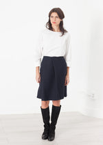 Jupe plissée en laine bleu marine